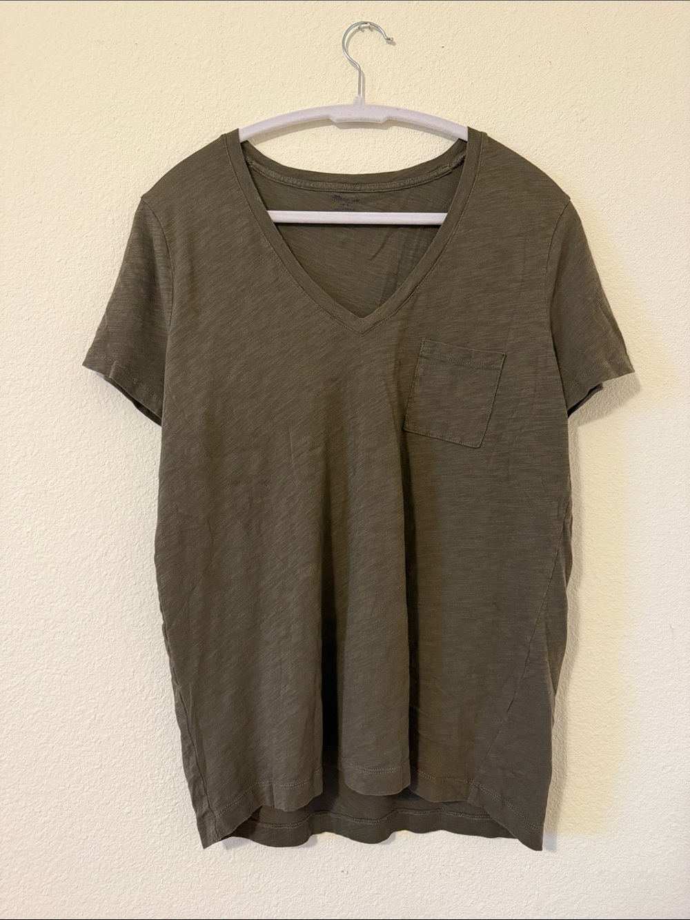Madewell size large green short sleeve v-neck pocket t-shirt